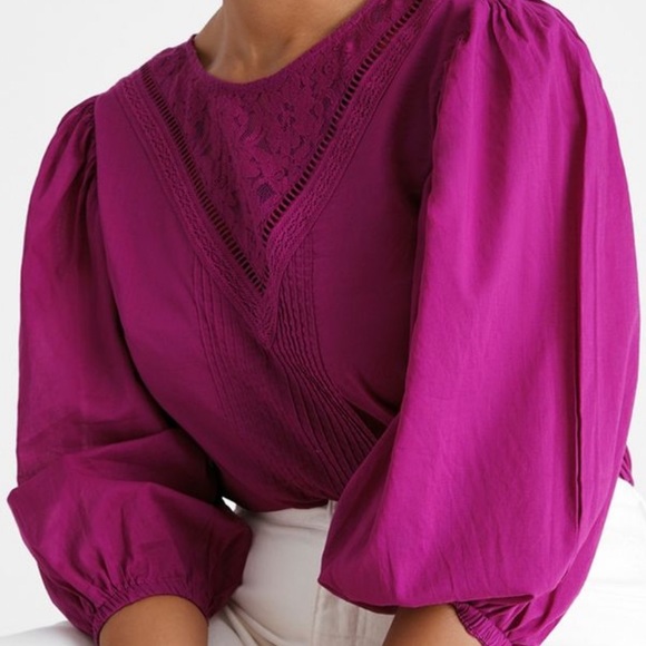 NWT Farm Rio Kelsie Lace Blouse Anthropologie M